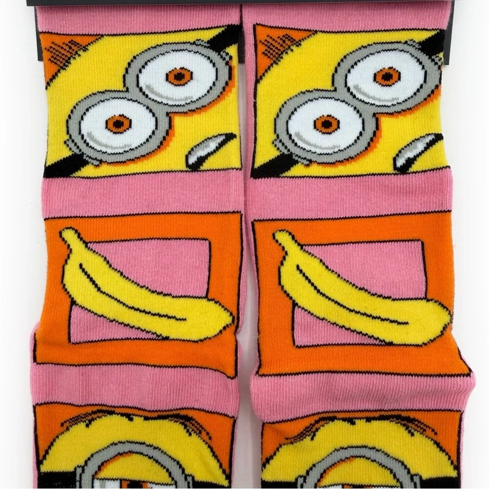 Odd Sox Minions Crew Socks Kids Boys Girls Pink Yellow Banana Fun Gift Movie